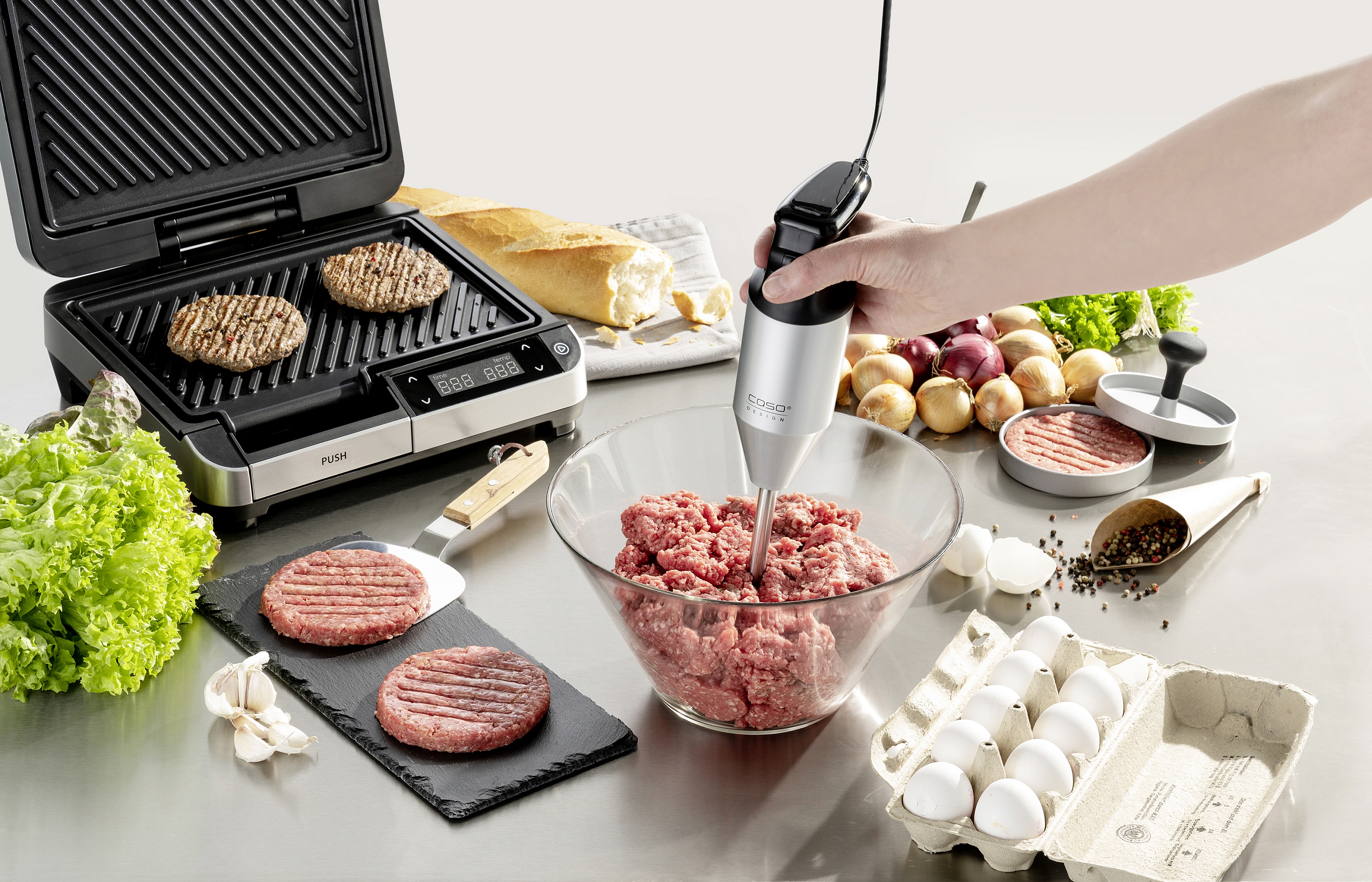 CASO Design Stabmixer für Gehacktes für Burger Patties
